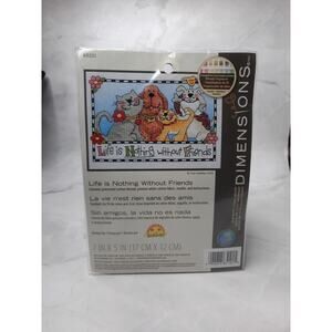 Dimensions Stamped Cross Stitch Kit Life Is Nothing Without Friends 7x5 Dog/Cat